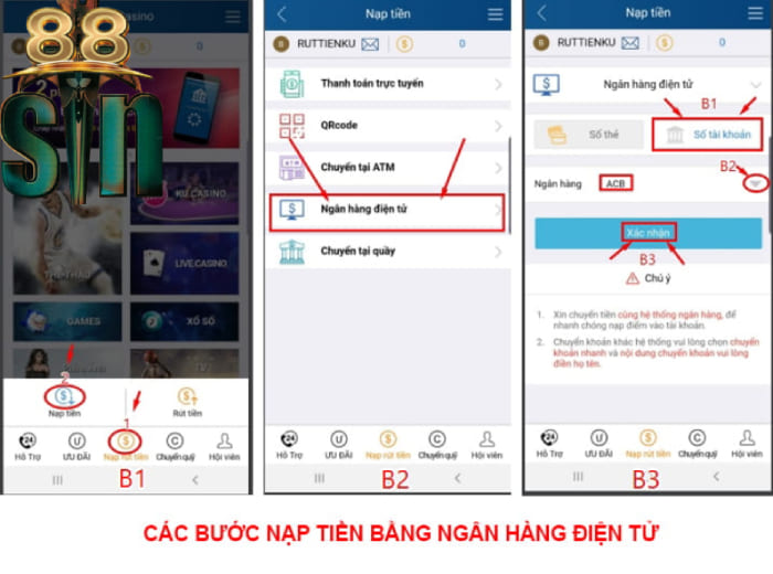 Nạp tiền qua tài khoản ngân hàng